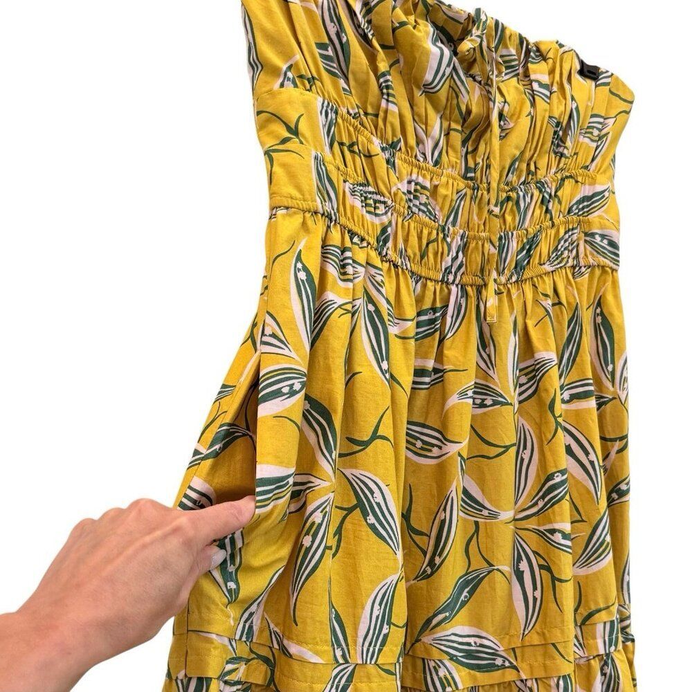Anthropologie Yellow Strapless Floral Midi Dress - Picture 6 of 12
